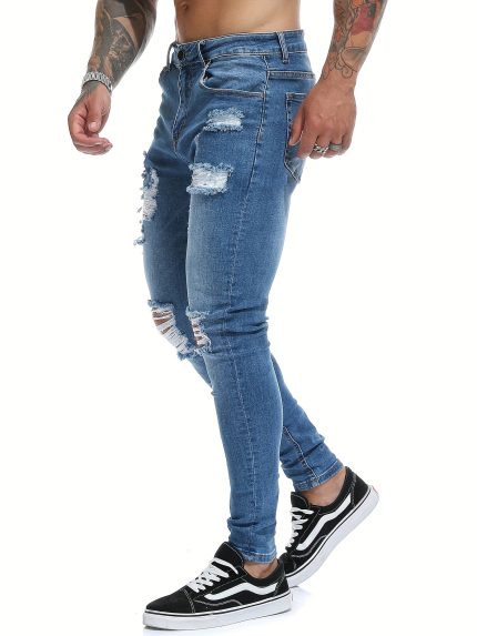 Men's Super Tight High Stretch Ripped Jeans
